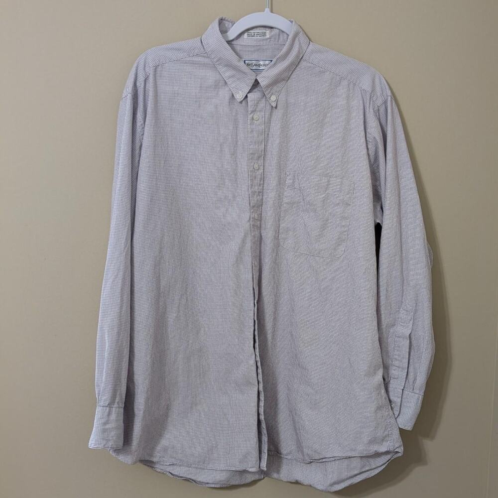 Vintage Yves Saint Laurent YSL Striped/Checkered Button Down 90s Style Cyber Y2K